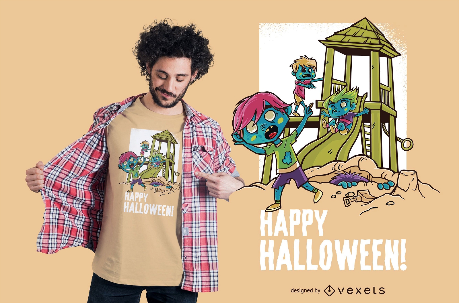 Halloween-Spielplatz-T-Shirt Design