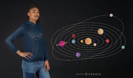 Solar system t-shirt design