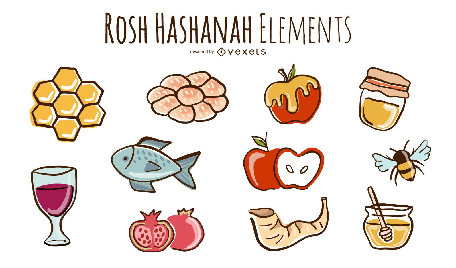Conjunto de rabiscos de Rosh Hashanah