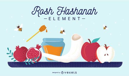 Rosh Hashanah Element Set Vector Download