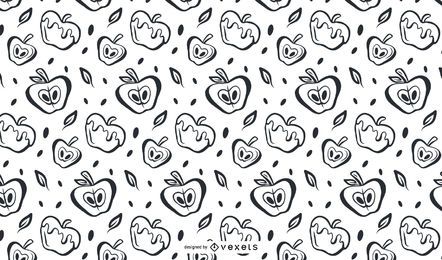 Mão desenhada maçãs padrão design Mão desenhada maçãs padrão design