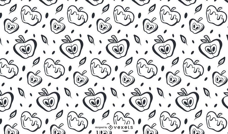 Mão desenhada maçãs padrão design Mão desenhada maçãs padrão design