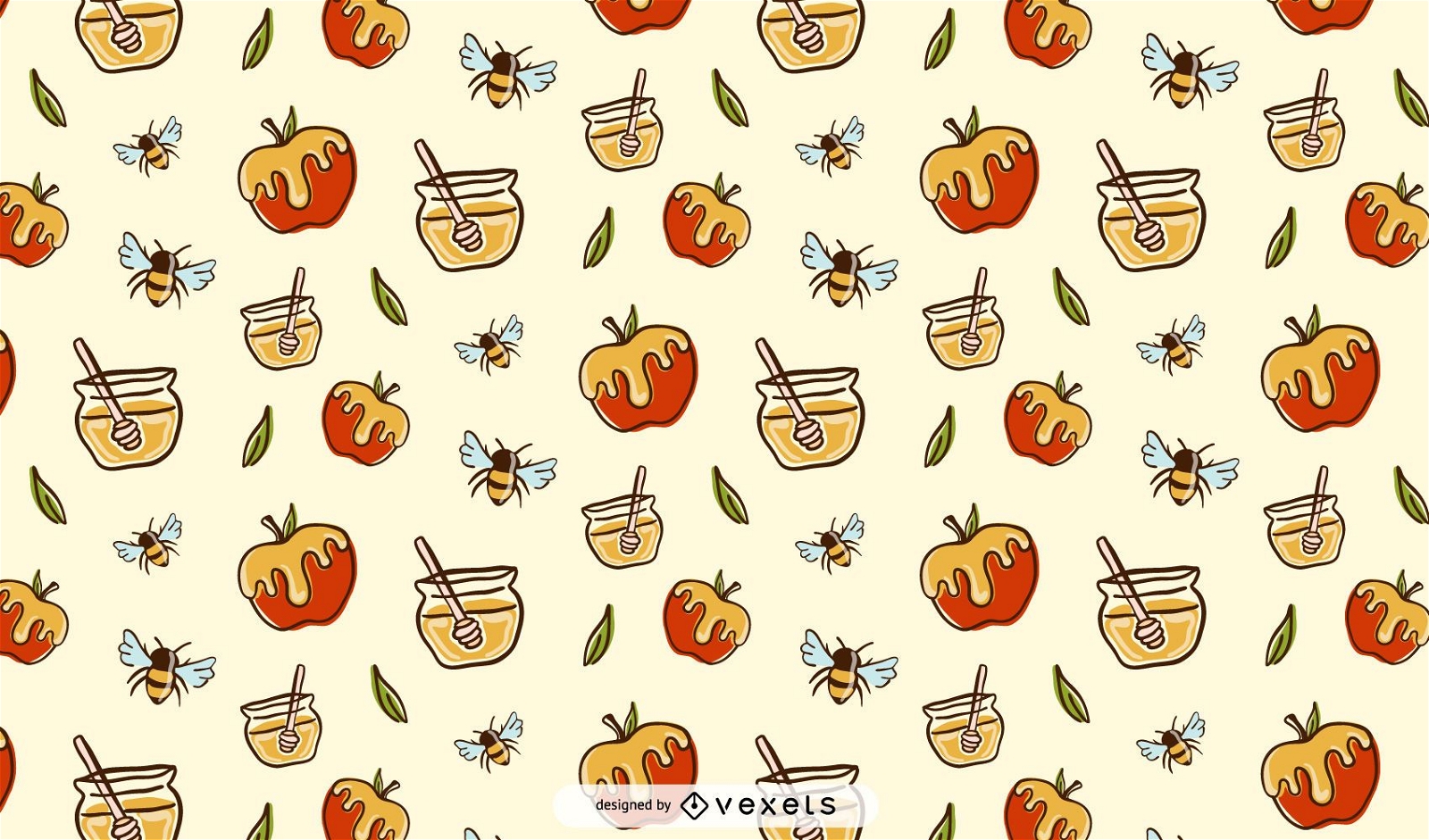 Diseño de patrón de manzanas y miel.