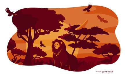 Composición Animal Safari Savanna Lion Composición Animal Safari Savanna Lion
