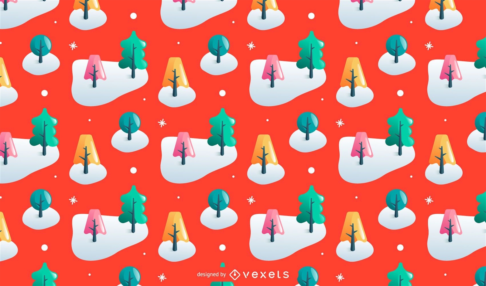 Colorful trees Christmas pattern