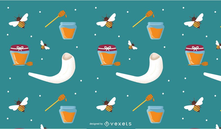 Rosh Hashanah elements pattern design Rosh Hashanah elements pattern design