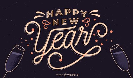 Happy New Year Lettering Banner Happy New Year Lettering Banner