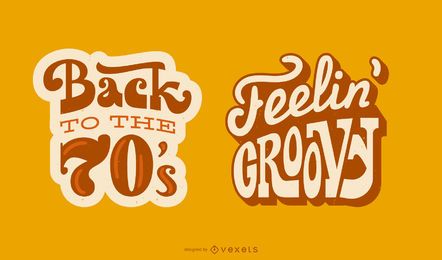 Conjunto de banner de cita de letras retro de los años 70 Conjunto de banner de cita de letras retro de los años 70