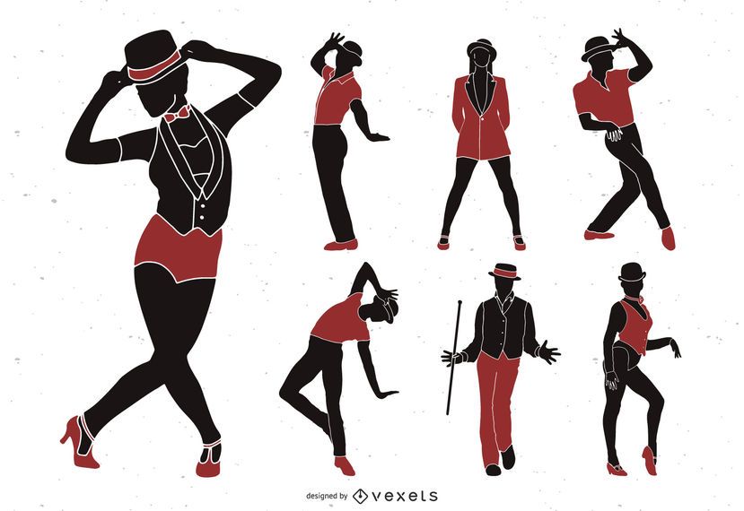 Jazz Tänzer Silhouette gesetzt Jazz Tänzer Silhouette gesetzt