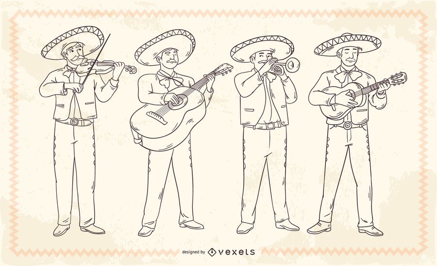Mexican mariachis stroke characters Mexican mariachis stroke characters