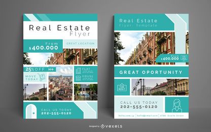 Conjunto de folletos de negocios inmobiliarios