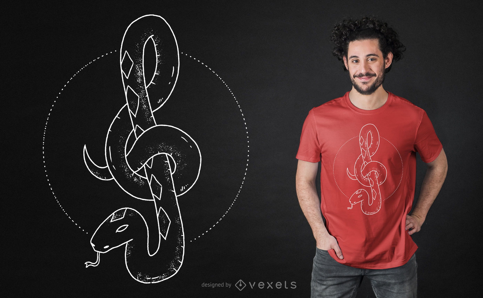 Diseño de camiseta triple de serpiente.