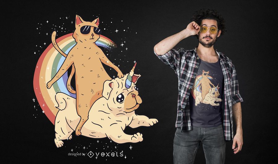 Diseño de camiseta gato riding unidog Diseño de camiseta gato riding unidog