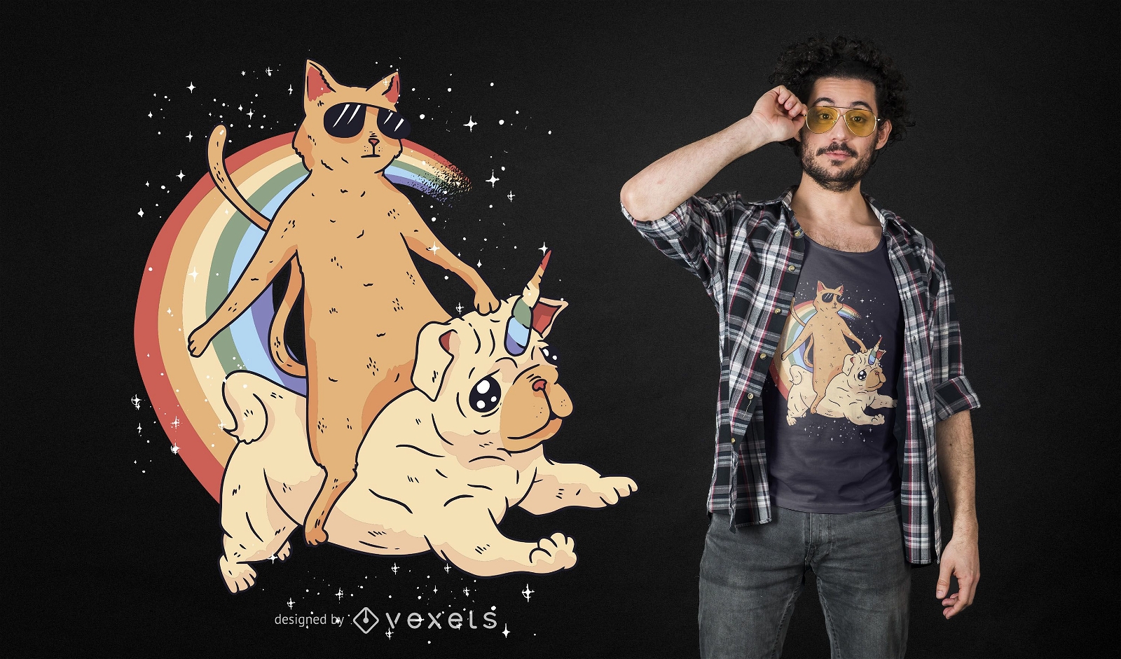 Cat riding unidog t-shirt design