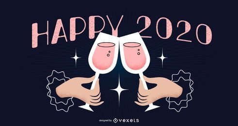 Design de banner feliz ano novo de 2020