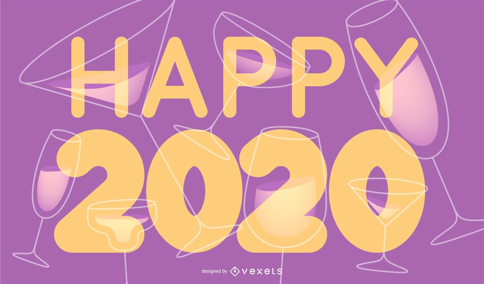Banner de letras feliz a?o nuevo 2020