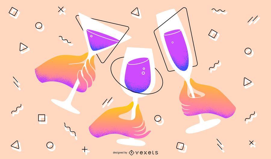 Ilustración artística de brindis de año nuevo Ilustración artística de brindis de año nuevo