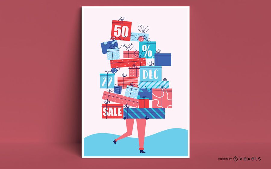Diseño de póster de descuento navideño Diseño de póster de descuento navideño