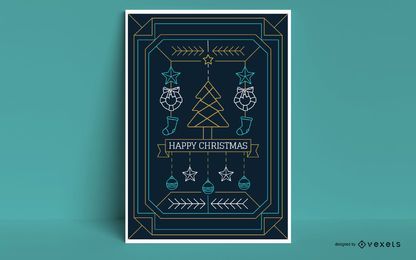 Happy Christmas Stroke Style Poster Happy Christmas Stroke Style Poster