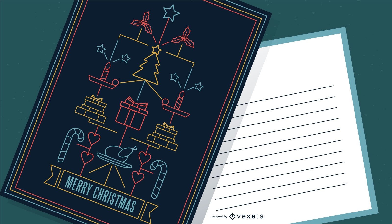 Stroke Style Merry Christmas Poster Design