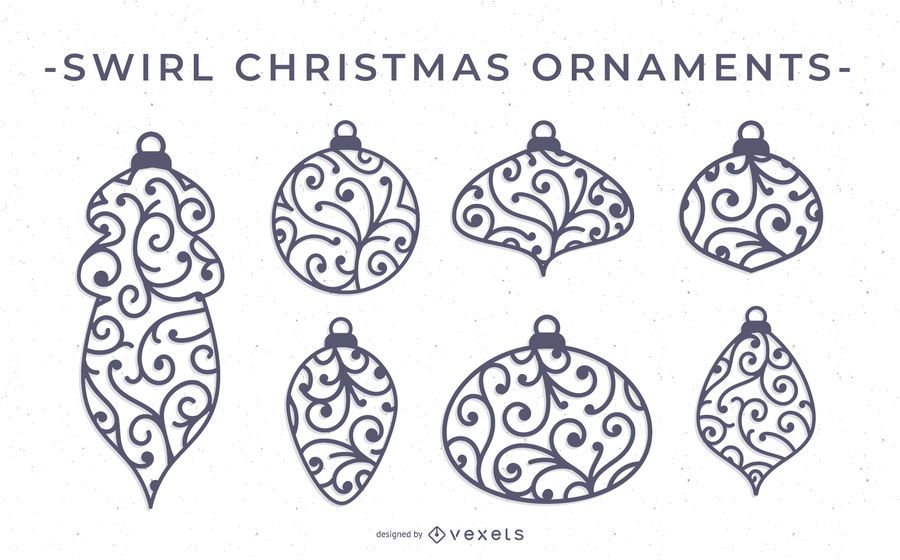 Conjunto de vectores de adornos de Navidad de remolino Conjunto de vectores de adornos de Navidad de remolino