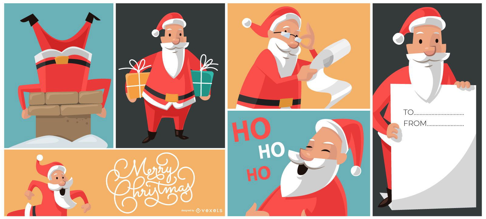 Composição de desenhos de Papai Noel de Natal