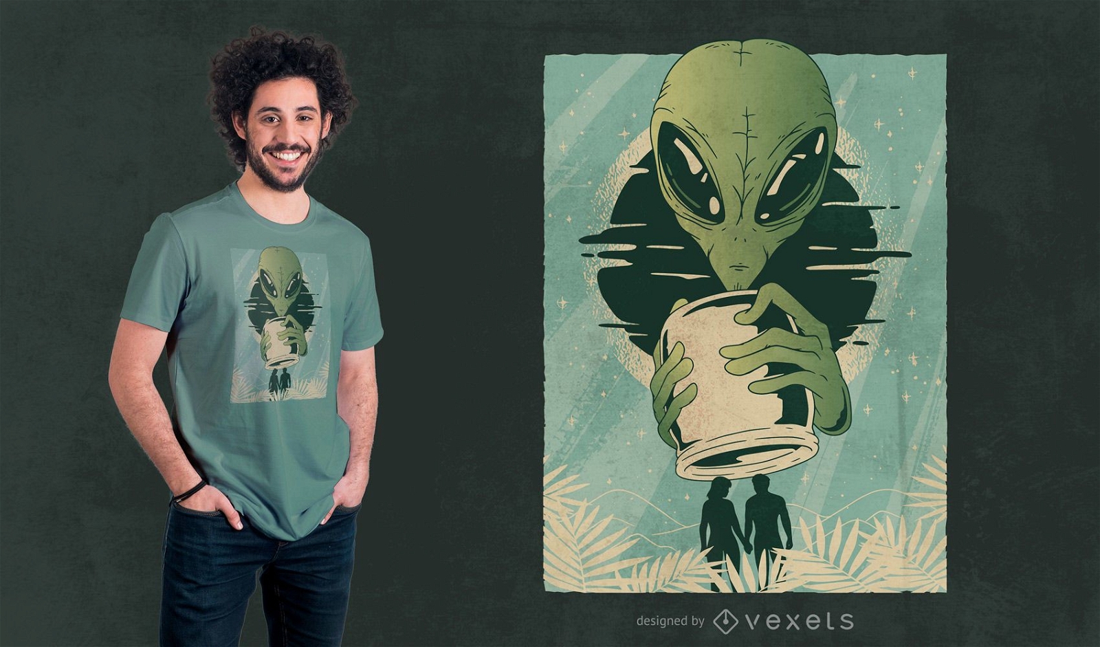 Alien humans abstract t-shirt design