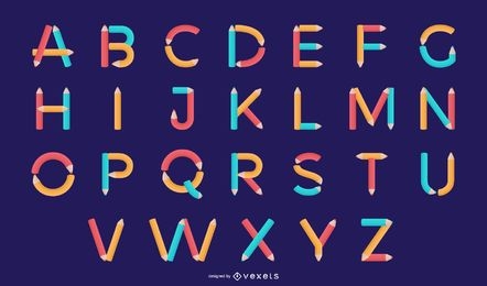 Conjunto de diseño de letra del alfabeto lápiz