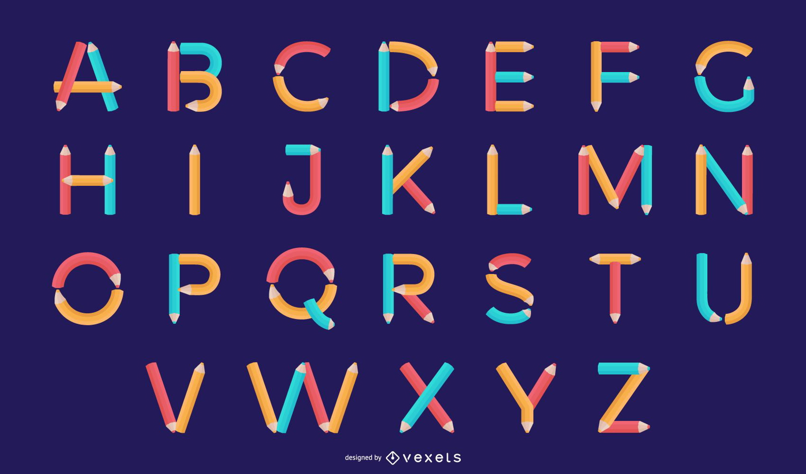 Conjunto de desenho de letras do alfabeto de lápis