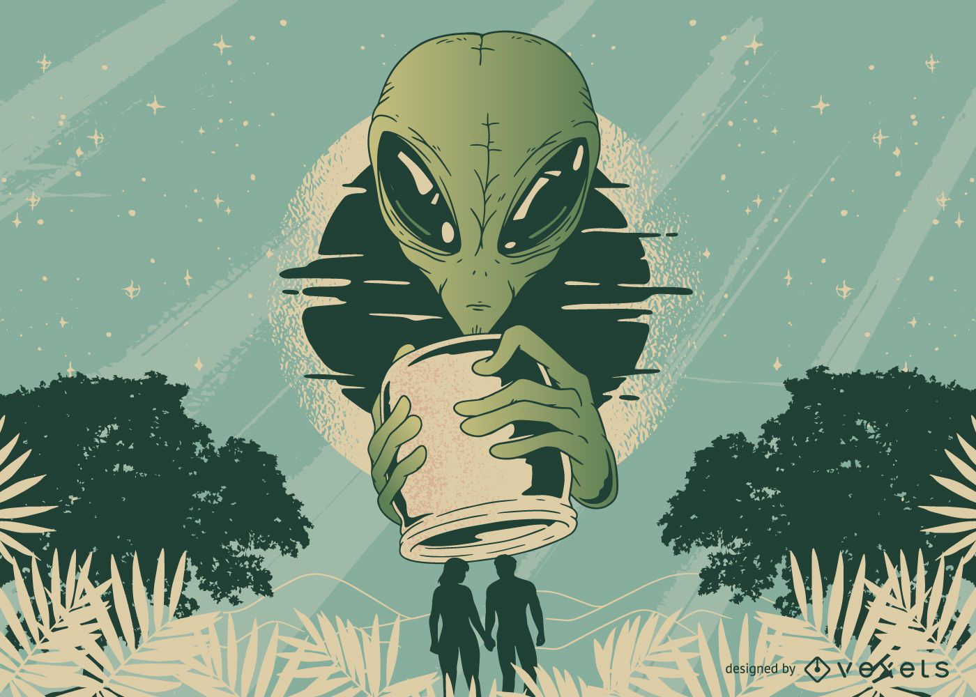 Diseño de camiseta alien jar