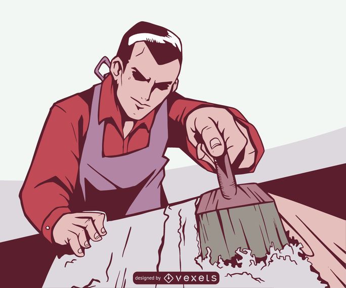 Hombre pelar madera ilustración Hombre pelar madera ilustración