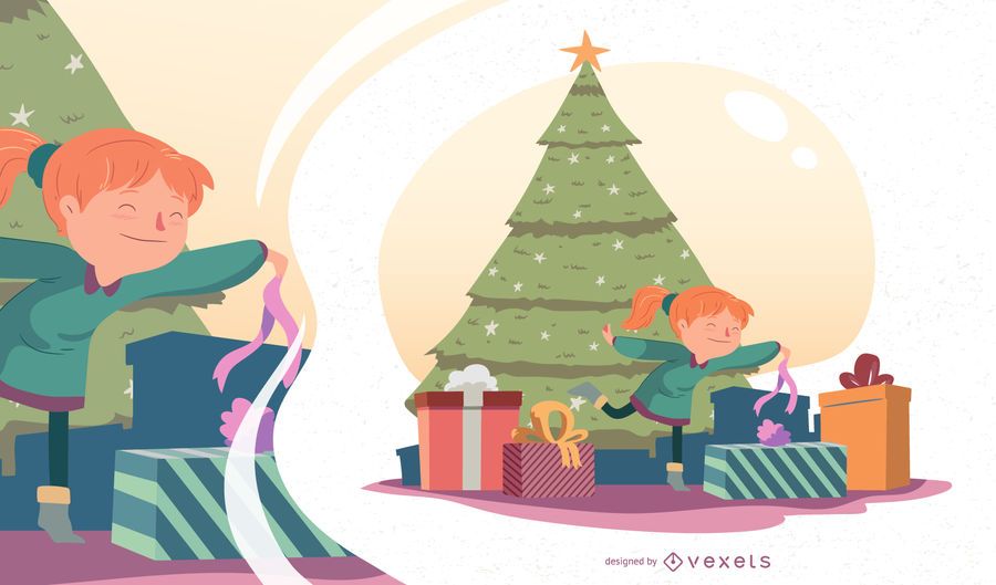 Ilustración de Vector de chica de Navidad Ilustración de Vector de chica de Navidad