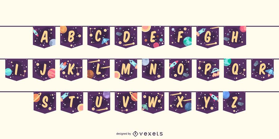 Garland Banner Space Alphabet Letter Set - Vector Download