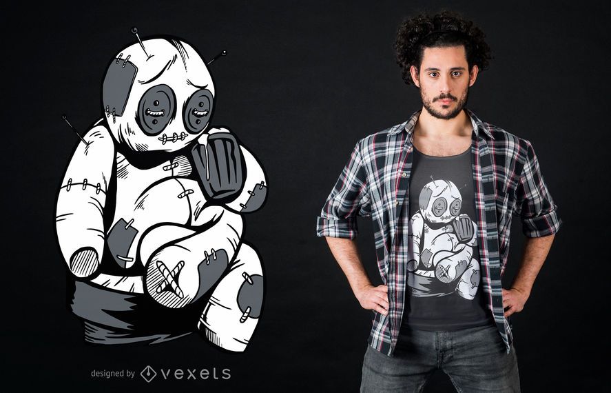 Diseño de camiseta de bebida de muñeco vudú Diseño de camiseta de bebida de muñeco vudú