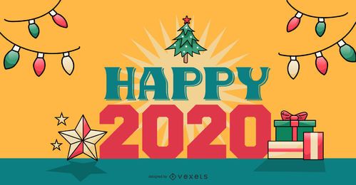 Feliz 2020 diseño de banner