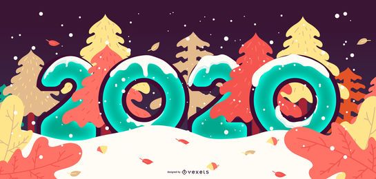 New Year 2020 Snowy Banner Design