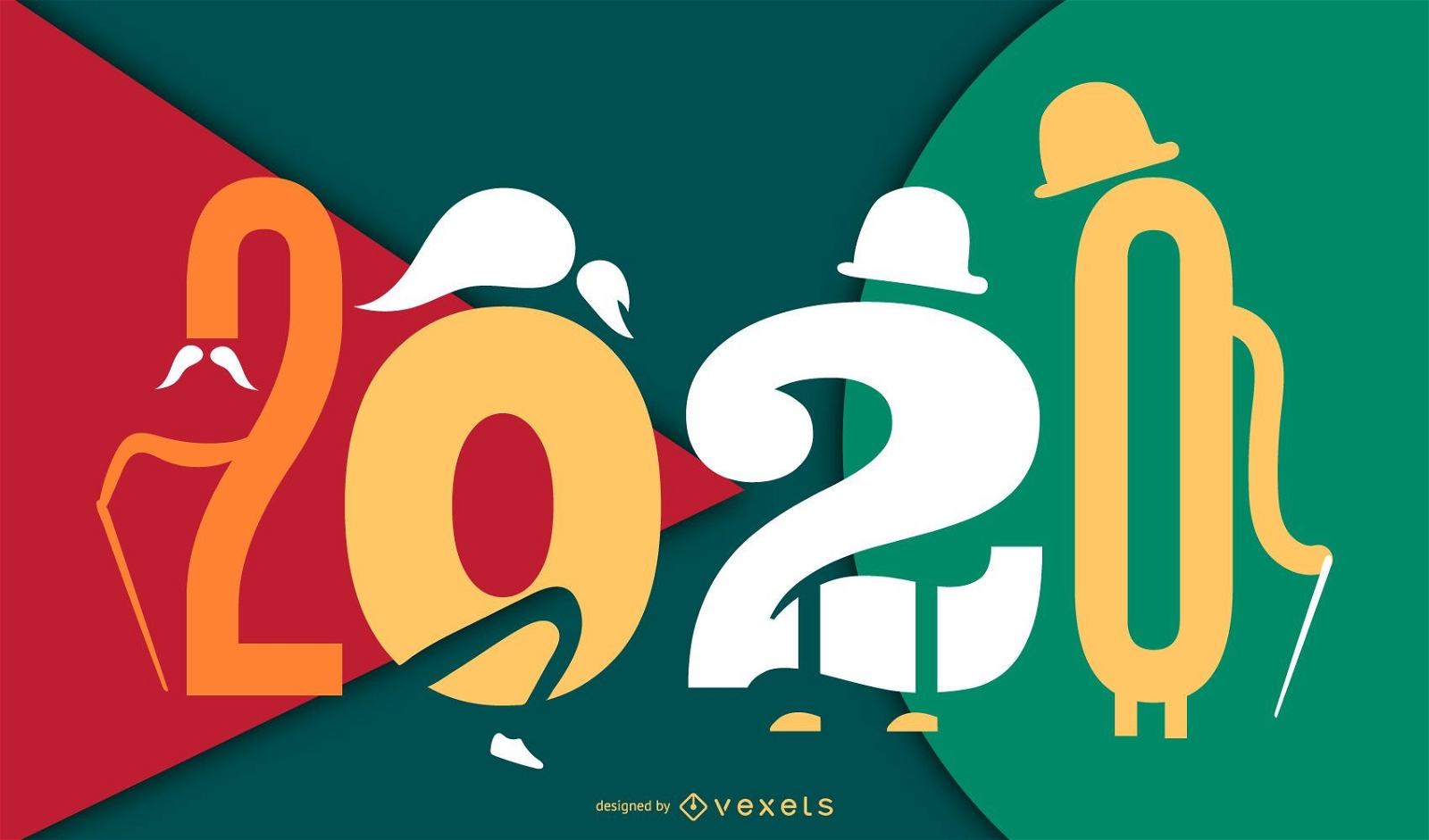 Neujahr 2020 Charakter Banner Design