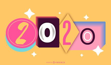Happy 2020 90s Pop Banner Design Happy 2020 90s Pop Banner Design