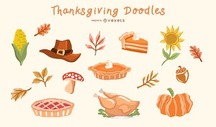 Thanksgiving Doodle Elements Vector Set Thanksgiving Doodle Elements Vector Set