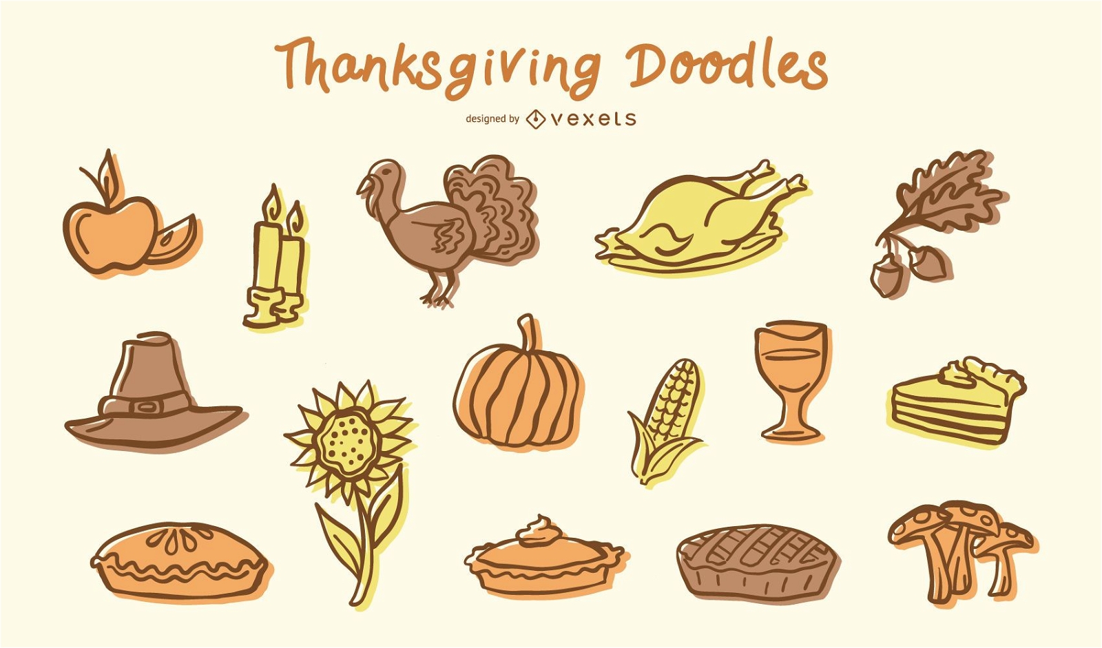Hand drawn thanksgiving elements