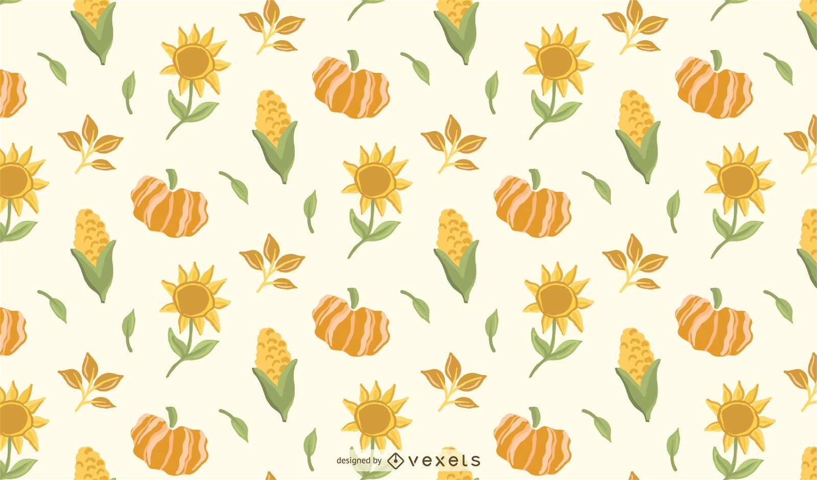 Thanksgiving food and sunflowers pattern design