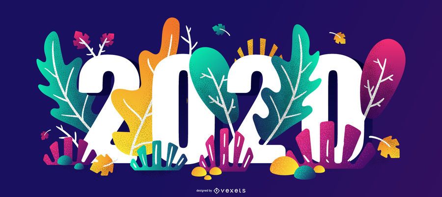 Feliz 2020 Floral Party Banner Design Feliz 2020 Floral Party Banner Design