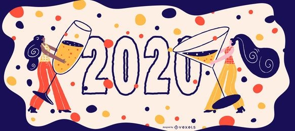 Design de banner de celebração feliz 2020