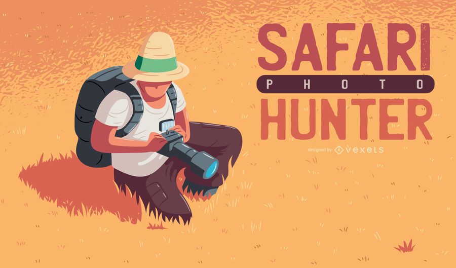 Ilustración de cazador de fotos de safari Ilustración de cazador de fotos de safari