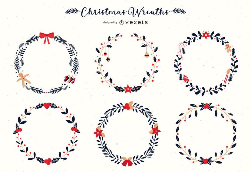 Christmas wreaths vector set Christmas wreaths vector set
