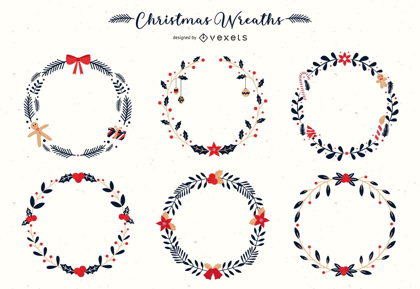 Christmas wreaths vector set