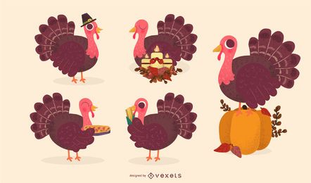 Thanksgiving turkey vector set Thanksgiving turkey vector set