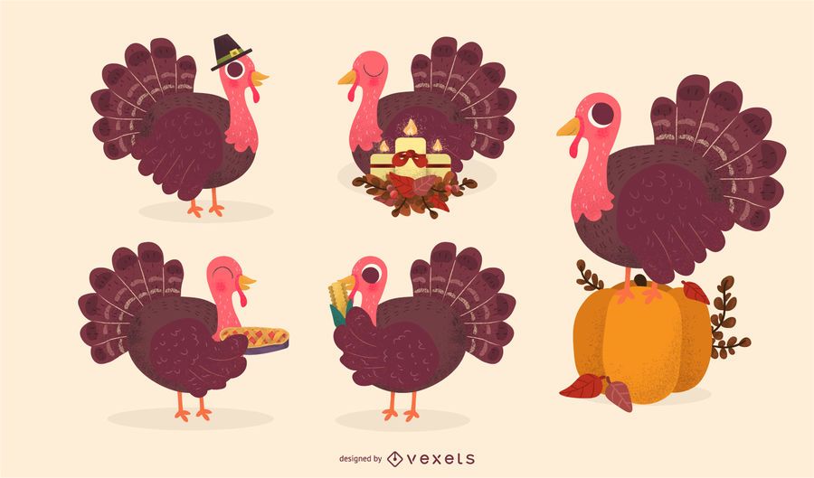 Thanksgiving turkey vector set Thanksgiving turkey vector set
