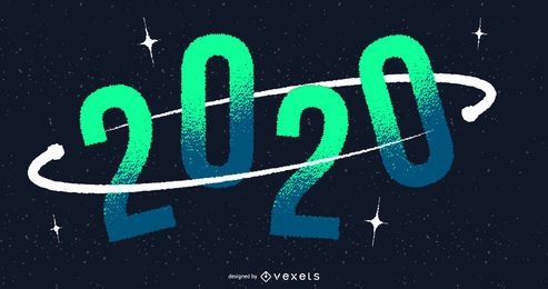 Design do banner espacial para o ano novo de 2020