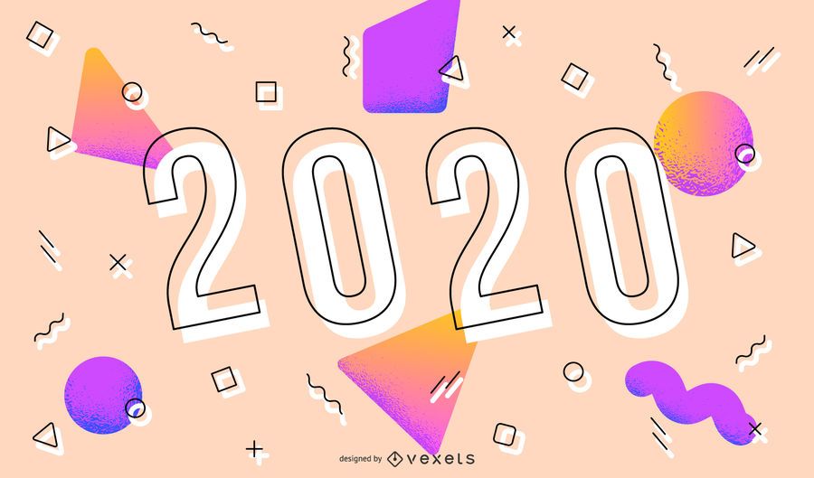 New Year 2020 Memphis Design Banner New Year 2020 Memphis Design Banner
